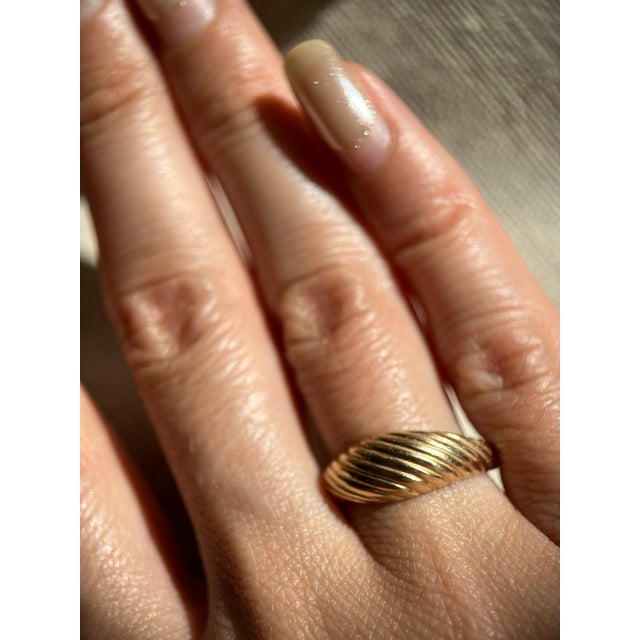 Vintage 1970s 14k Yellow Gold Ribbed Dome Ring “Golden Fields,” Size 5.75 For Sale - Image 4 of 5
