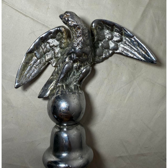Up for sale is a rare antique chrome plated brass open winged eagle flag finial. It's cast out of a solid brass and is...