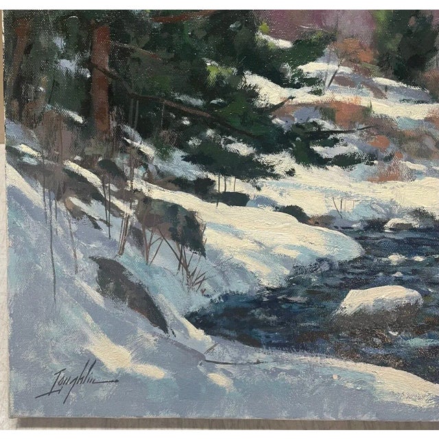 Original John Loughlin 'new England Winter Stream Forest Landscape Oil Painting For Sale In Boston - Image 6 of 10