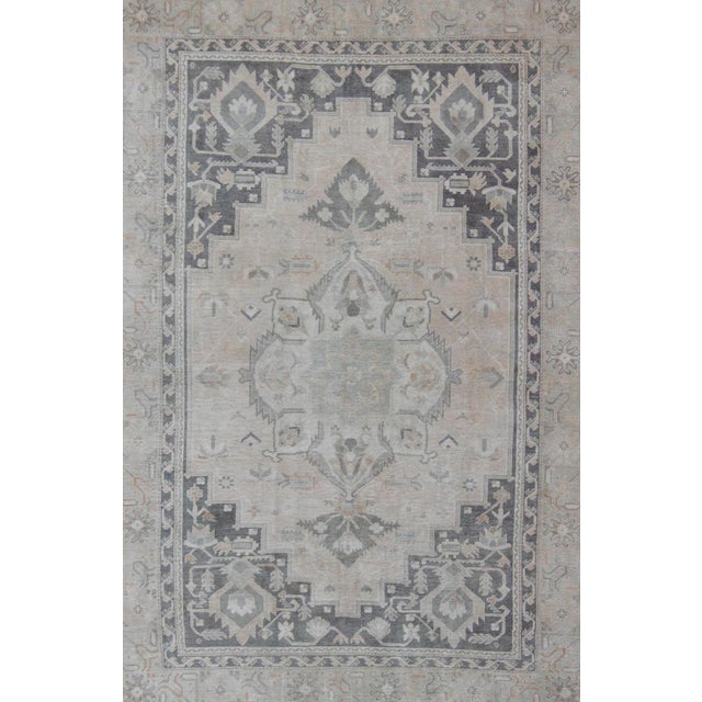 Vintage Turkish Oushak Rug in Soft Gray, Pale Blue, and Washed Charcoal 8'0 X 11'0 For Sale - Image 4 of 9