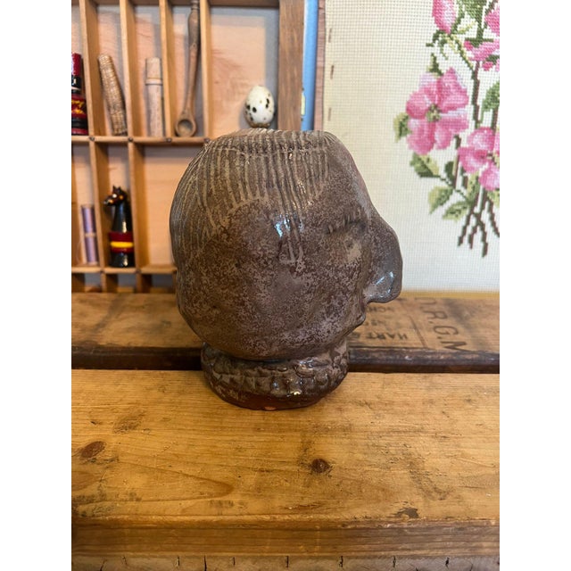 1970s Signed Vintage Primitive Bust For Sale - Image 4 of 8