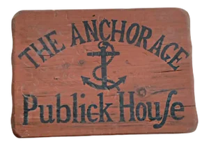 Vintage Nautical Rustic Wood Plaque Sign ‘ the Anchorage Publick House ‘ by Down East Novelties Inc Maine