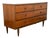 Mid Century Modern Credenza Dresser 6 Drawer Brass Walnut Vintage MCM Restored For Sale