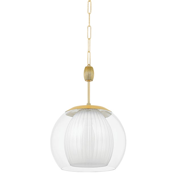 Hudson Valley Lighting Clementon 17 in. 1 Light Pendant in Aged Brass Finish For Sale - Image 10 of 10