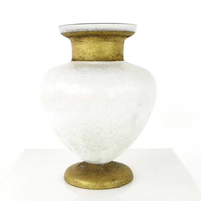 Mid 20th Century Mid Century Frosted Art Glass With Gold Vase For Sale - Image 5 of 11