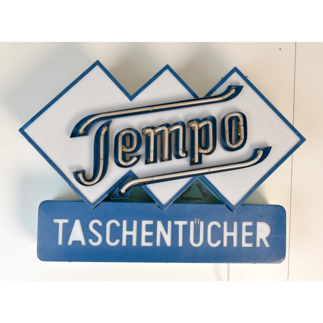 German Neon Sign from Tempo Tissues, 1950 For Sale - Image 4 of 18