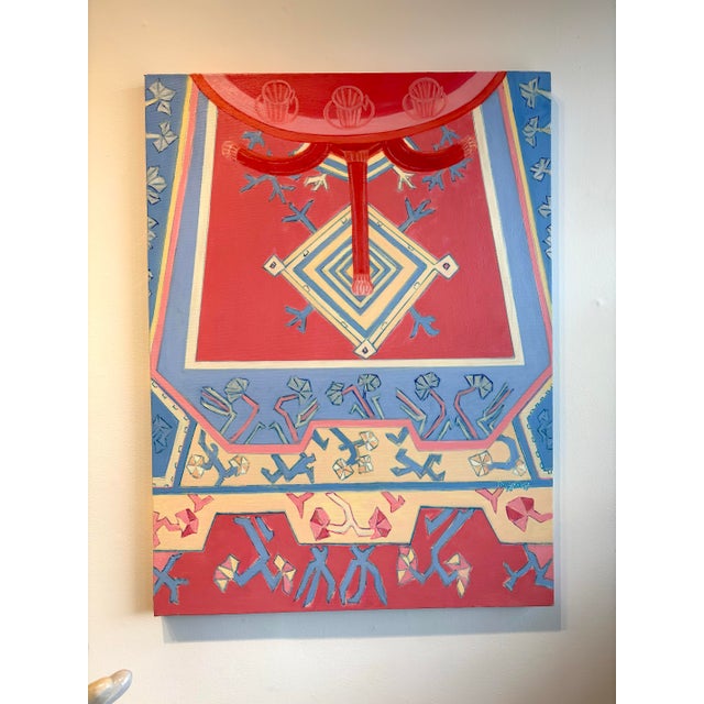 Vintage Molly J Schiff interiors tablescape painting, circa 1980s.