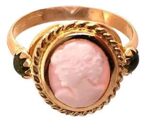14 Karat Yellow Gold Cameo Ring With Stones