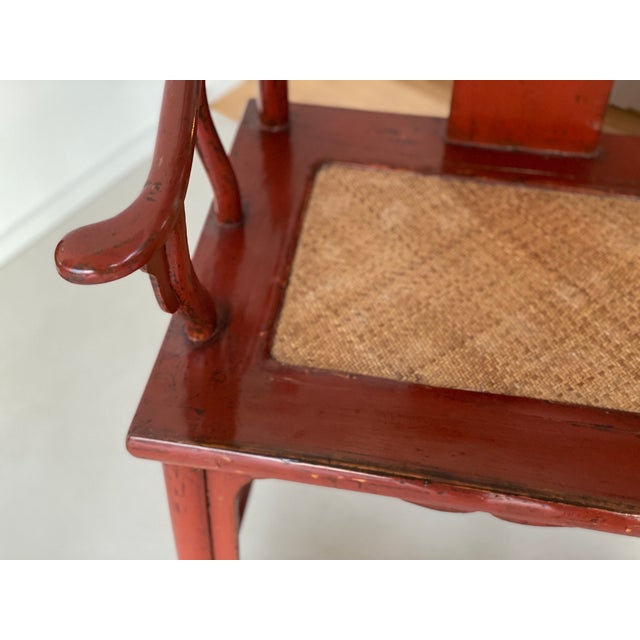 Chair in Ming Chinese style with High Backrest and Red Lacquer For Sale - Image 17 of 18