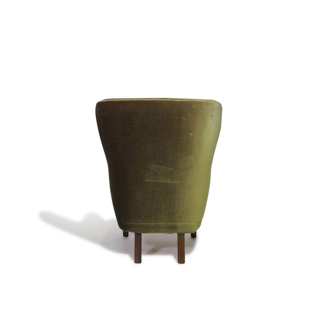 1950s Danish High-Back Lounge Chair in Original Green Mohair For Sale In San Francisco - Image 6 of 12