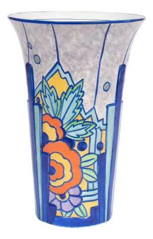British Art Deco Hand Painted Vase, 1930s