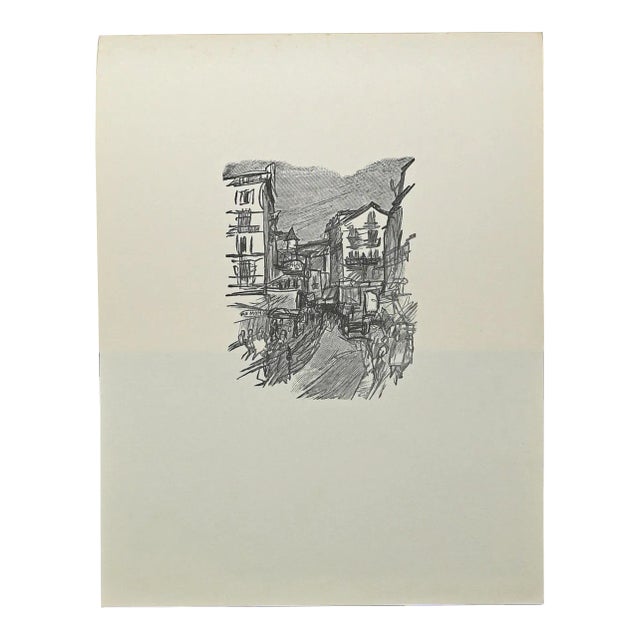 Ernesto Romagnoli - Colle Di Val D'elsa - Woodcut - 1963 For Sale