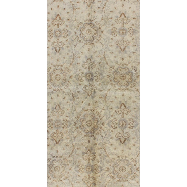 Keivan Woven Arts Vintage Turkish Oushak Rug With All-Over Floral Design in Ivory, Gray and Brown For Sale - Image 4 of 6