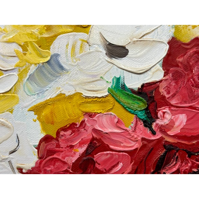 "La Rose Rouge" After René Gruau Portrait, Painting of Woman, Wearing Hat, Covered in Roses Painting For Sale - Image 4 of 5