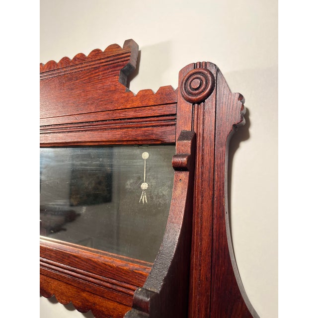 Victorian Antique 19th Century Victorian Eastlake Walnut Wall Mirror 3 Towel Bars For Sale - Image 3 of 8