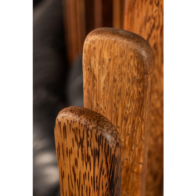 Organic Modern "Isle D'Palm" Modular Sofa in Leather and Palm Wood Attributed to Pacific Green, Australia, Circa 2000s For Sale - Image 11 of 12