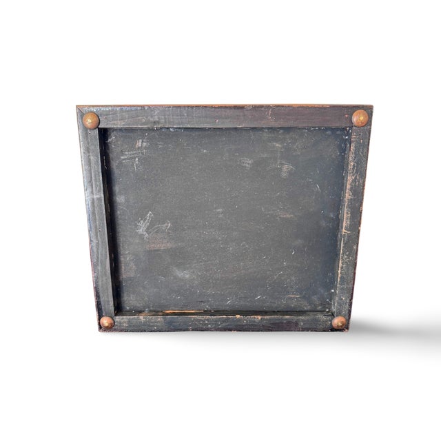 Vintage Chinese Lacquer Chest Trunk With Painted Lotus & Bird Motif, Calligraphy Interior For Sale - Image 10 of 13