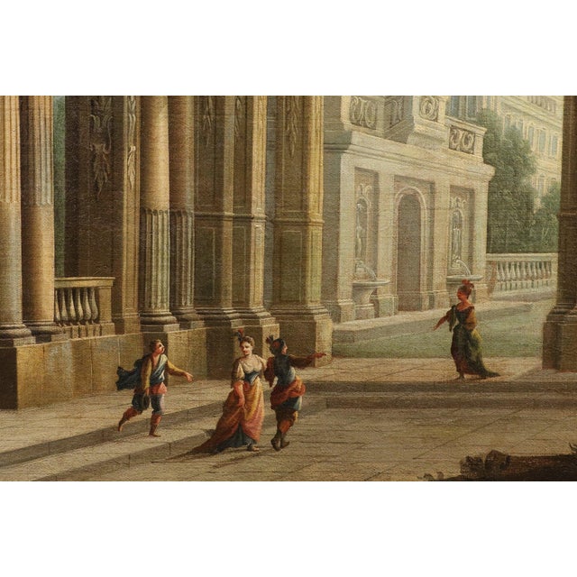 Pier Francesco Garola, Architectural Capriccio Landscape, 1700, Oil on Canvas For Sale - Image 8 of 14
