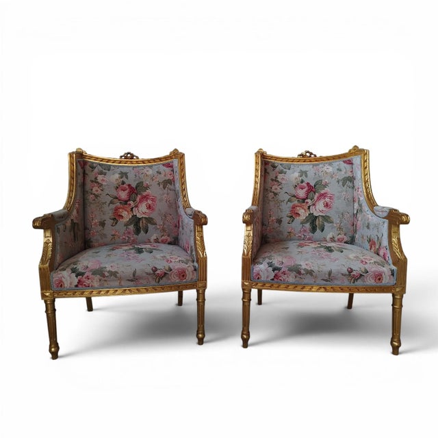 Louis XVI Neo-Classical French Armchairs from Belle Epoque, 1900, Set of 2 For Sale - Image 9 of 9