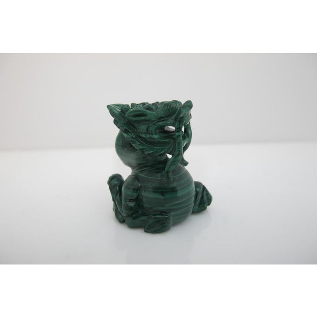 Malachite Carved Chinese Dragon Foo Dog Amulet Miniature Figurine For Sale - Image 4 of 6