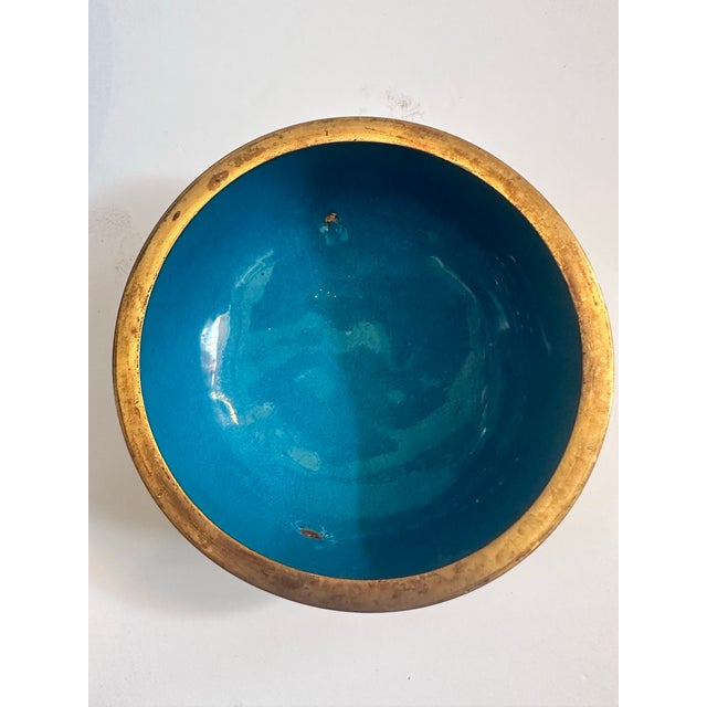 Blue Chinese Cloisonné Ginger Jar on Carved Wood Stand For Sale - Image 9 of 12