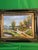Original Oil on Canvas Autumn Landscape With Red-Roofed Barn, Gilt Frame For Sale - Image 4 of 6