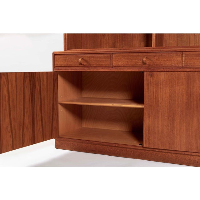 Large Mid Century Swedish Teak Wood Bookshelf Wall Unit by Bodafors For Sale In Detroit - Image 6 of 17