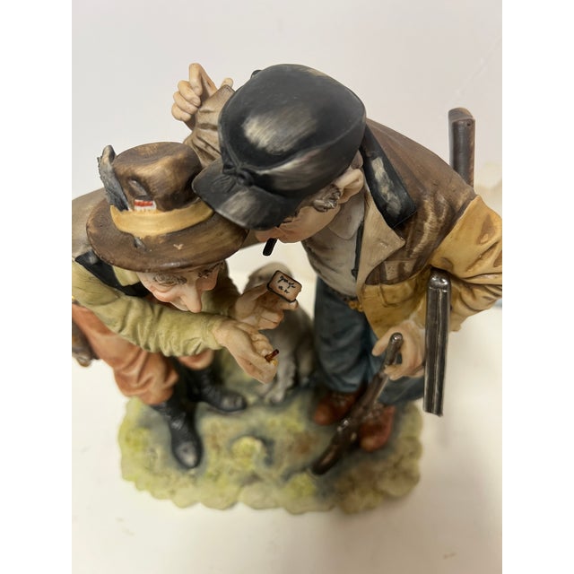 Realism Vintage Large Capodimonte Porcelain Figurine of Rabbit Hunters With Dog For Sale - Image 3 of 10