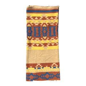 Antique Southwest Geometric Print Saddle Blanket in Orange Blue and Yellow