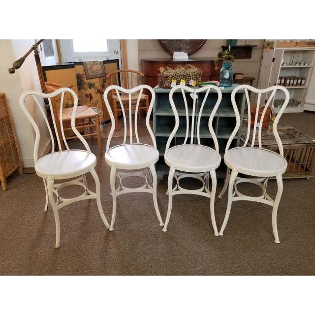 Uhl Toledo Metal Ice Cream Parlor Industrial Metal Chairs Set of 4