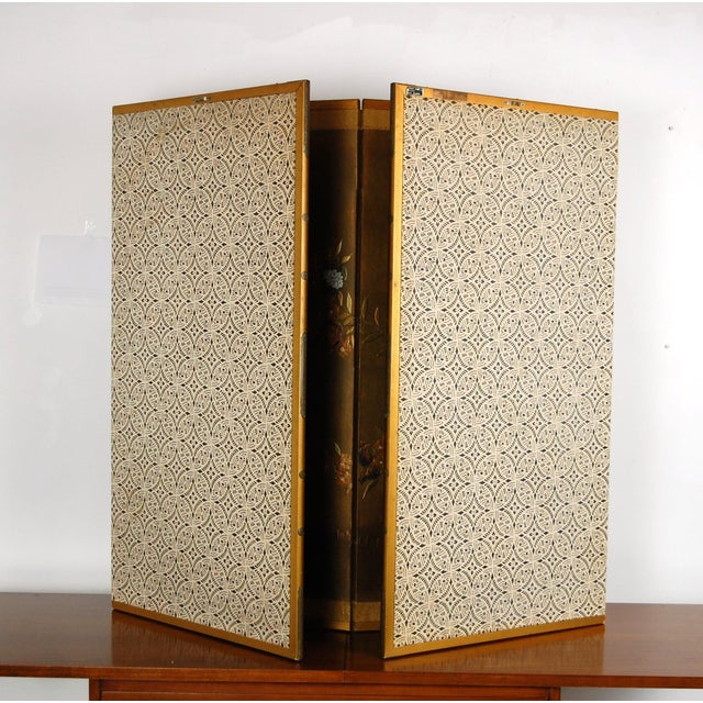 Vintage 4 Panel Hand Painted Japanese Byobu Table Screen Chairish