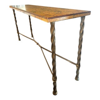 Hand-Forged Iron & Marble Console Table, Italy 1950s For Sale