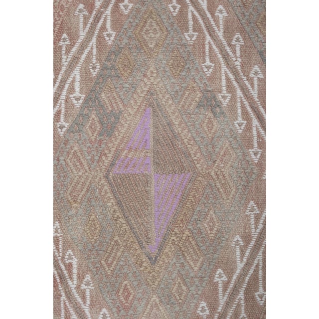 Textile Vintage Faded Turkish Jajim Kilim Rug 5'2'' X 7'3'' For Sale - Image 7 of 13