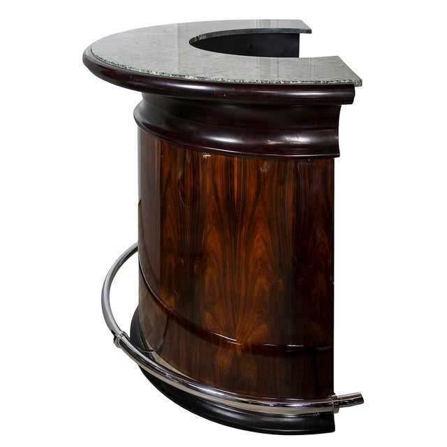 Black Vintage Walnut and Green Marble Bar with Stools, 1970s, Set of 5 For Sale - Image 8 of 9