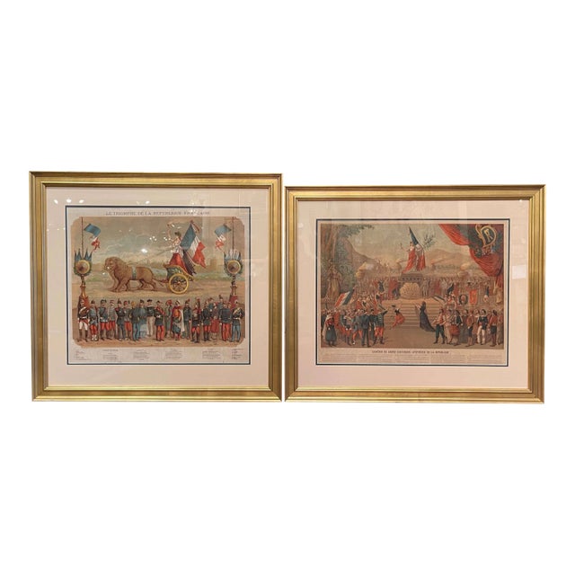 Set of Two Early 20th Century French Revolution Prints in Custom Frames For Sale