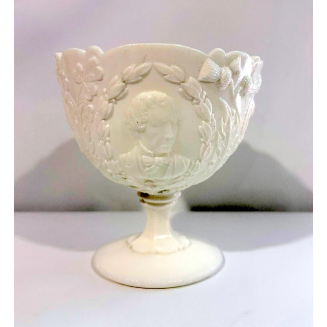 Unique milk glass commemorative chalice honoring the Earl of Beaconsfield, "The Hero of the Congress of Berlin". The...