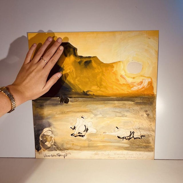 Jan burssens, abstract painting, mid 20th c. Mixed media: gouache, watercolour, ink including text (to be deciphered), see...