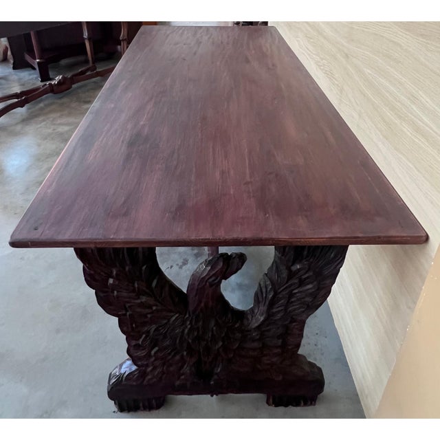 Early 20th Dining Room or Center Table with Carved Walnut Pedestal Eagles For Sale - Image 11 of 18