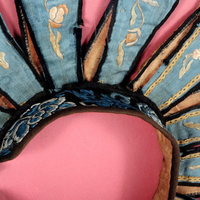 Framed Antique Chinese Embroidered Silk Collar Qing Dynasty Textile Art For Sale - Image 11 of 12