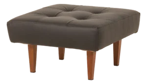 Large Mid-Century Modern Ottoman in Black Leather, 1970s