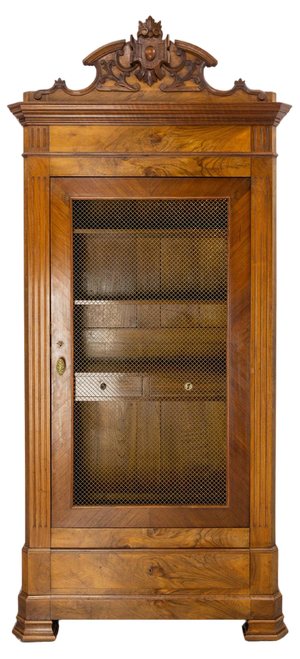 Louis Philippe French Walnut Library Book Armoire with Secret Drawer, 1840s