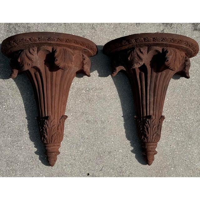 Vintage Neoclassical Acanthus Architectural Wall Corbels, Pair For Sale In Naples, FL - Image 6 of 14