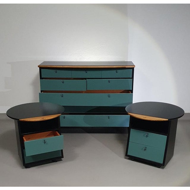 Sideboard and Bedside Tables by Umberto Asnago for Giorgetti, 1990s, Set of 3 For Sale - Image 10 of 18