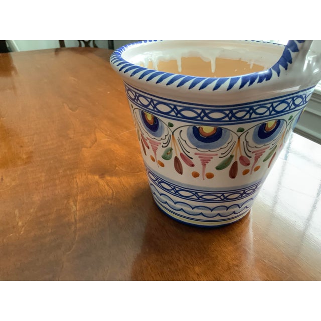 Round Hand Painted Blue and White Ceramic Cachepot With Hanging Feature For Sale - Image 4 of 7