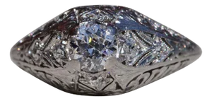 The Kitts Hill: Antique Ladies Platinum Engagement Ring set with Diamonds