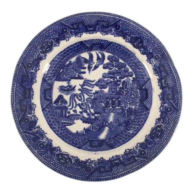 Antique Staffordshire Blue & White Plate For Sale