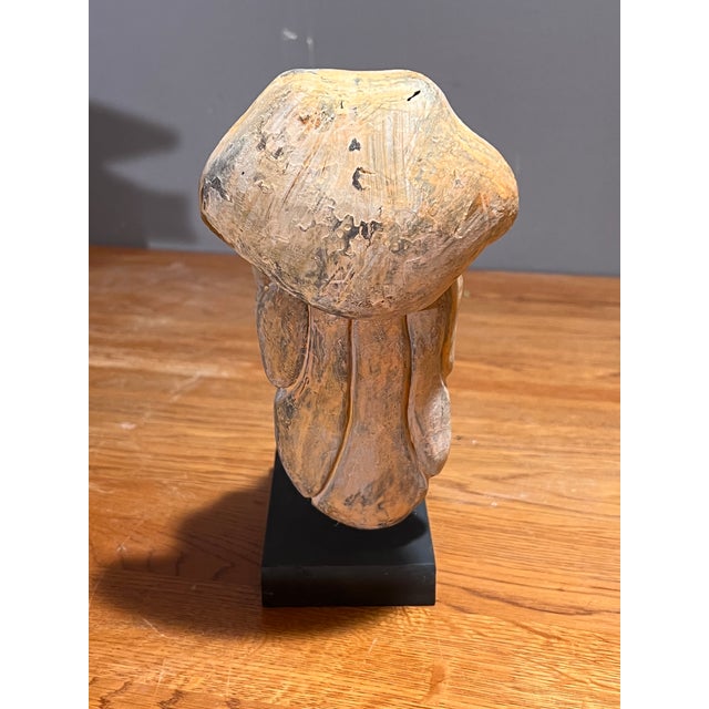 Vintage Han Dynasty Style Painted Terracotta Head Bust of Noblewomen on the Stand For Sale - Image 9 of 12