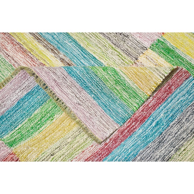 Vintage Turkish Modern Hand Made Organic Wool Natural Color Kilim,6'5"x9'1" For Sale - Image 4 of 5