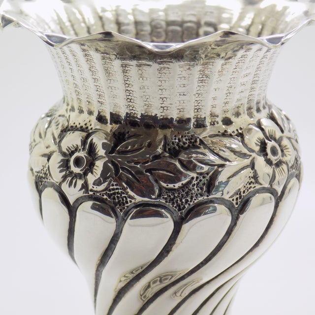 Metal Vintage Italian Handmade Silver Vase, Palermo, Sicily, Italy, 1970s For Sale - Image 7 of 15