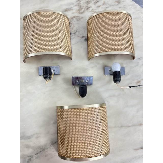 Mid-Century Rattan Wall Lamps, 1960s, Set of 3 For Sale - Image 12 of 17